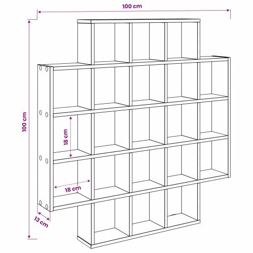 Стенен рафт Черен дъб 100 x 13 x 100 см Инженерна дървесина
