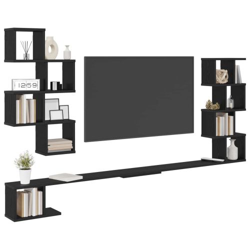 Стенно монтирано телевизионно рафтче Черен дъб 180 x 15 x 94 см