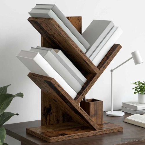 Дървена библиотека 3-тирe 30 x 18 x 40 см Инженерна дървесина