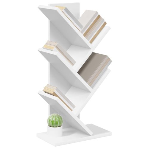 Дървен рафт за книги 4-етажа 30 x 18 x 60 см Бяло