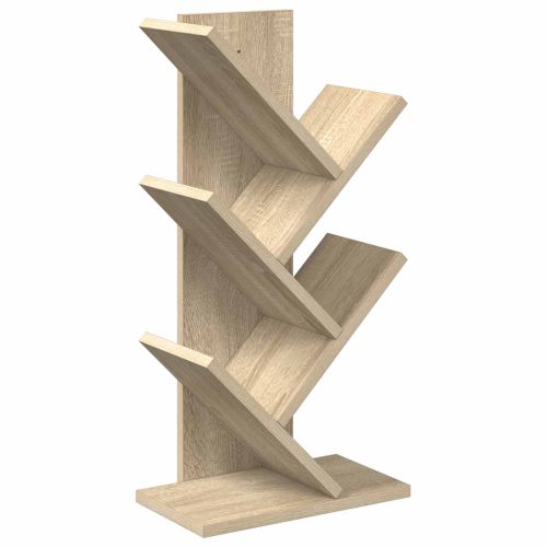 Дървен рафт за книги с 4 нива 30 x 18 x 60 см Дъб сонома