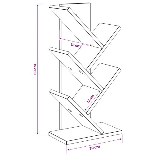 Дървен рафт за книги с 4 нива 30 x 18 x 60 см Дъб сонома
