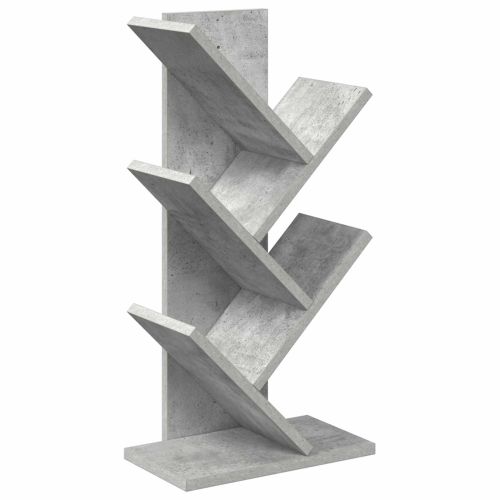 Дървен рафт за книги с 4 нива 30 x 18 x 60 см Бетонно сиво
