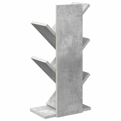 Дървен рафт за книги с 4 нива 30 x 18 x 60 см Бетонно сиво
