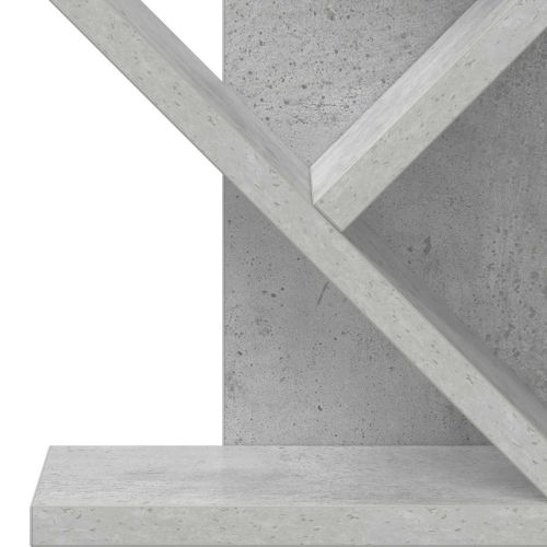 Дървен рафт за книги с 4 нива 30 x 18 x 60 см Бетонно сиво