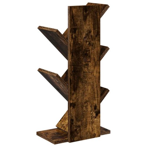 Дървен рафт за книги 4-етажа 30 x 18 x 60 см Опушен дъб