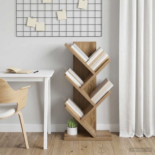 Дървен рафт за книги 4-етажа 30 x 18 x 60 см Дъб артизан