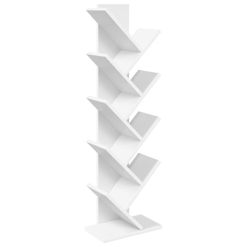 Дървена рафтова секция 6-тиерна 30 x 18 x 100 см Бяло