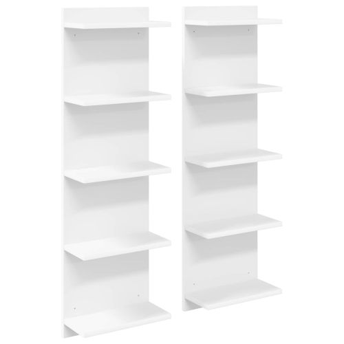 Стенен рафт 2 бр. Бяло 30 x 15 x 100 см Инженерна дървесина