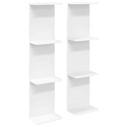 Стенен рафт 2 бр. Бяло 22 x 15 x 100 см Инженерна дървесина
