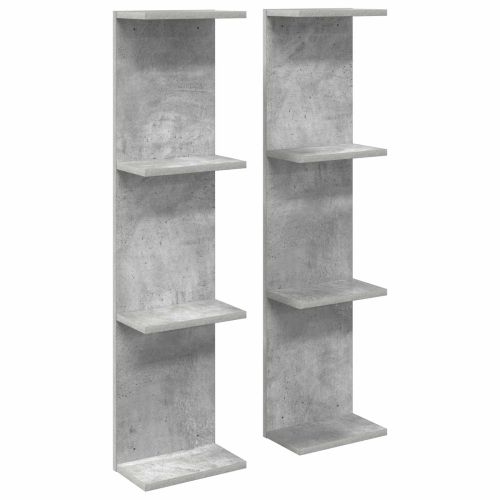 Стенен рафт 2 бр. Бетонно сиво 22 x 15 x 100 см