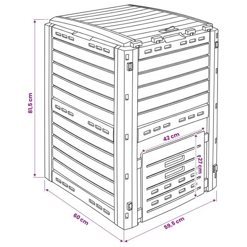 Градински компостер Черно 59,5 x 60 x 81,5 см 280 l 100% ПП