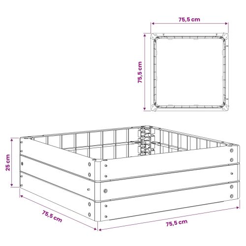 Повдигнато легло Черно 75,5 x 75,5 x 25 см ПП