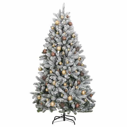 Изкуствена коледна елха с шарнири, 300 LED и топки, 240 см