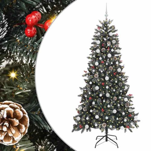 С изкуствено коледно дърво с 300 LED светодиода Зелен 210 cm