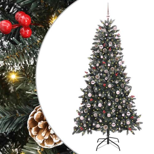 С изкуствено коледно дърво с 300 LED светодиода Зелен 210 cm