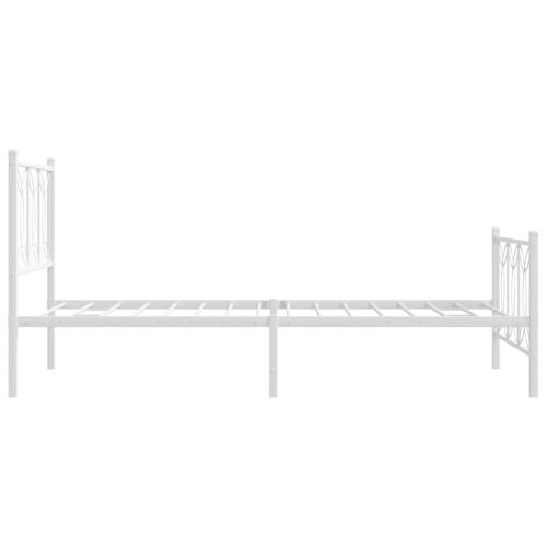 Метална рамка за легло с горна и долна табла, бяла, 100x200 см
