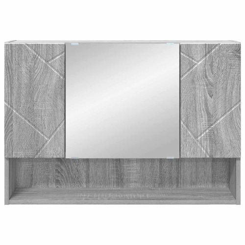 Шкаф с огледало Сив Сонома 80 x 17 x 55 см Инженерно дърво