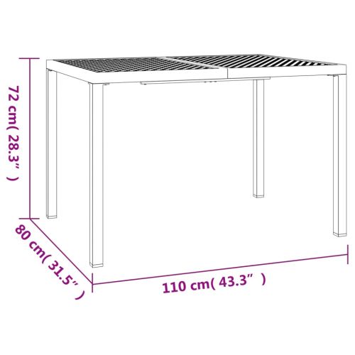 Градинска маса антрацит 110x80x72 cм стомана