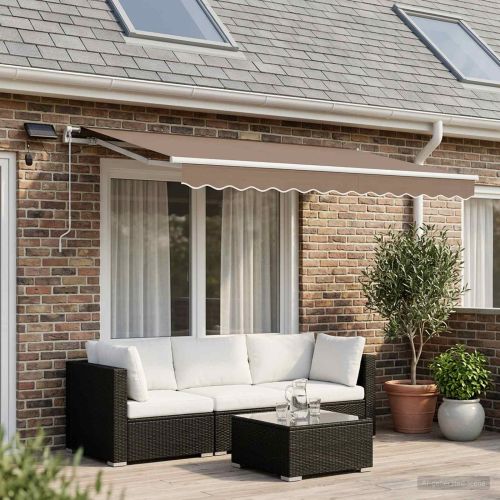 Прибираща се тента Таупе 600 × 350 cm Тъкан и алуминий