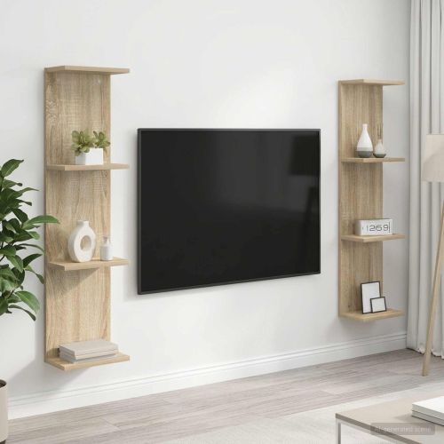 Стенен рафт 2 бр. Дъб сонома 25 x 15 x 100 см