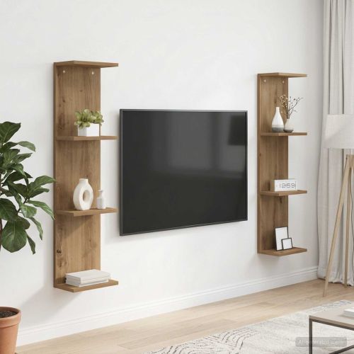 Стенен рафт 2 бр. Дъб артизан 25 x 15 x 100 см