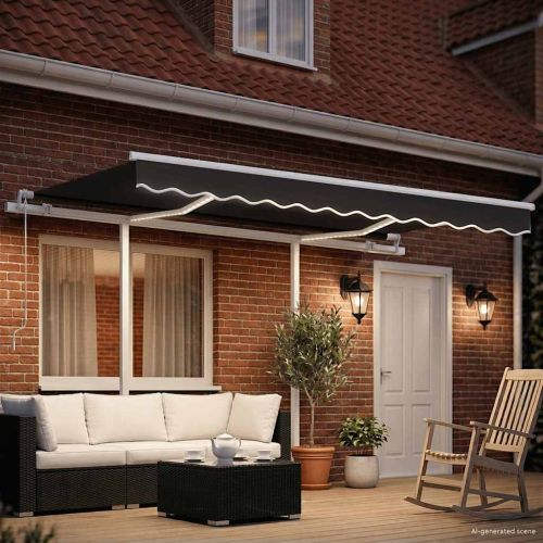 Ръчно прибиращ се сенник с LED, 3,5x2,5 м, антрацит
