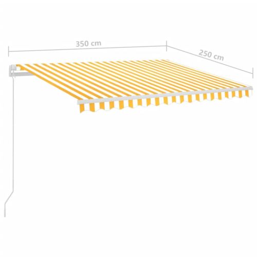 Автоматичен сенник с LED и сензор за вятър 3,5x2,5 м жълто/бяло