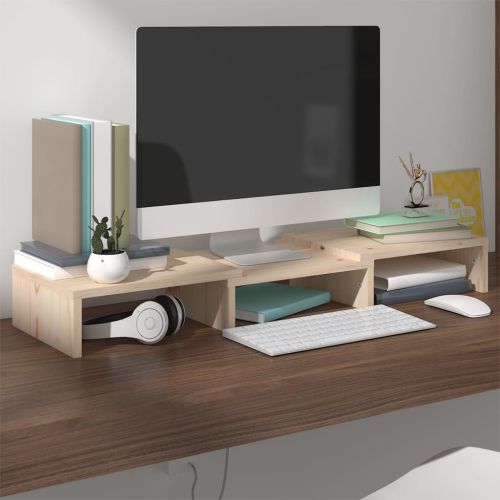 Поставка за монитор, 60x24x10,5 см, бор масив