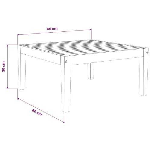Градинска маса Солидно акациево дърво Натурално 60 x 60 x 30 cm