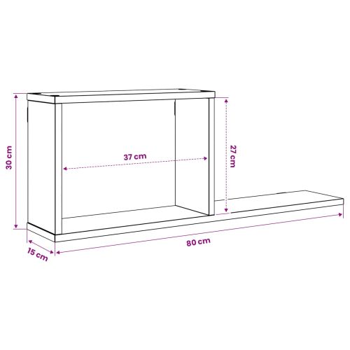 Плаващи рафтове 2 бр. Черен дъб 80 x 15 x 30 см