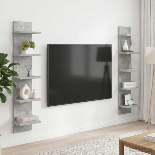 Стенен рафт 2 бр. Бетонно сиво 22 x 15 x 100 см