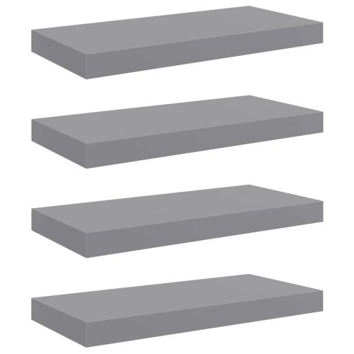 Окачени стенни рафтове, 4 бр, сиви, 50x23,5x3,8 см, МДФ
