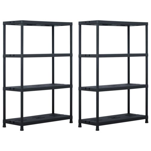 Стелажи за съхранение 2 бр черни 220 кг 90x40x138 см пластмаса