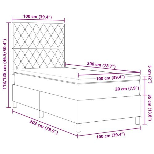 Легло с пружинирана основа с матрак Розово 100 x 200 cm Кадифе
