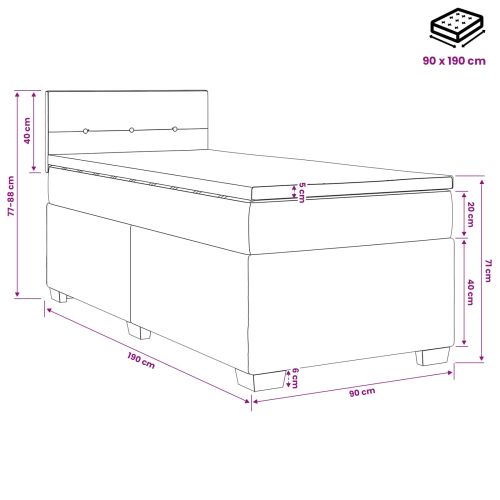 Континентално легло с матрак Синьо 90 x 190 cm Текстил