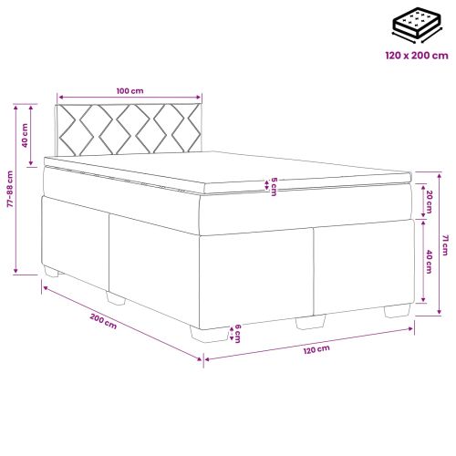 Континентално легло с матрак Тъмен кафяв 120 x 200 cm Текстил