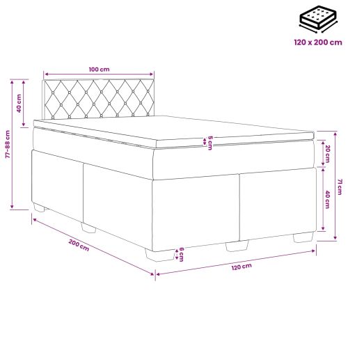 Континентално легло с матрак Тъмнозелено 120 x 200 cm Кадифе