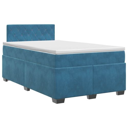 Континентално легло с матрак Тъмен син 120 x 200 cm Кадифе