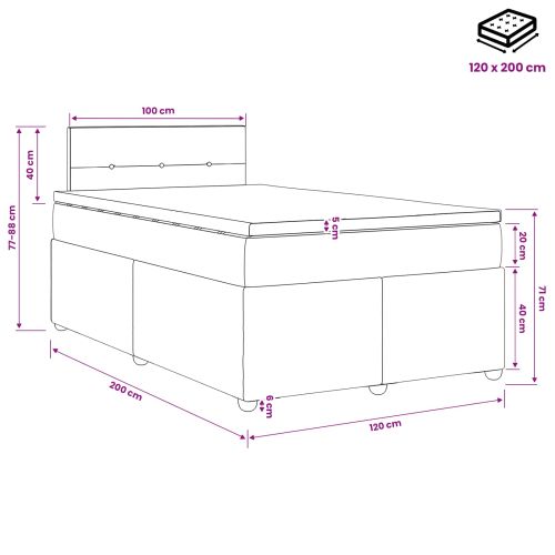 Континентално легло с матрак Тъмен кафяв 120 x 200 cm Текстил