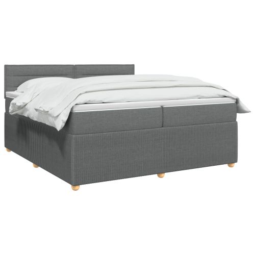 Континентално легло с матрак Тъмносиво 200 x 200 cm Текстил