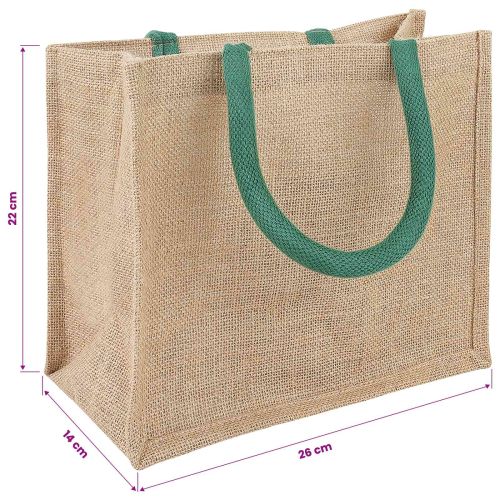 Чанти от юта 10 Естествена и зелена 26 x 22 x 14 см