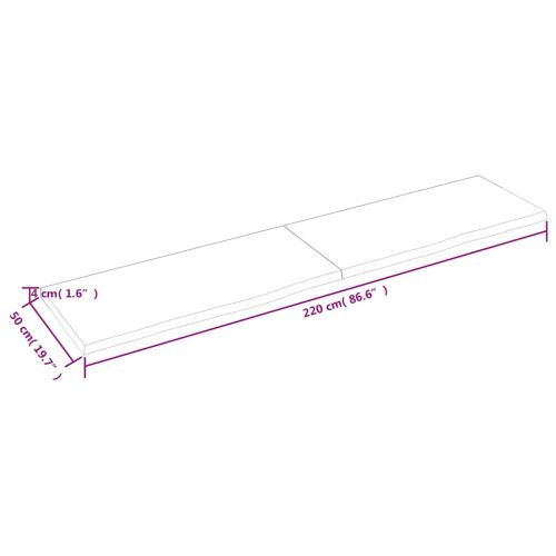 Плот за маса тъмнокафяв 220x50x(2-4) см обработен масивен дъб