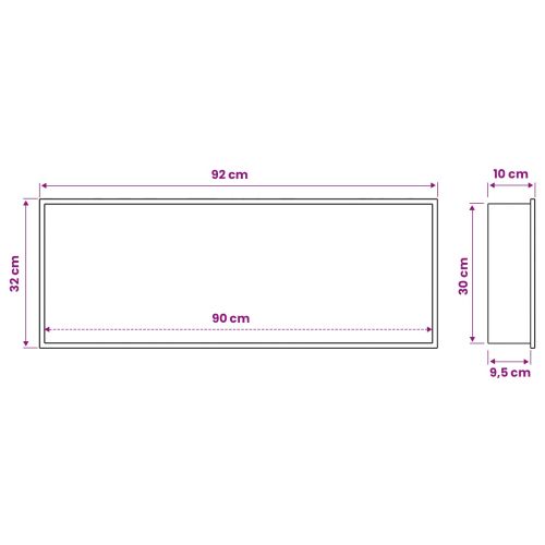 Нишата за душ Черно 90 x 30 x 9,5 см Неръждаема стомана