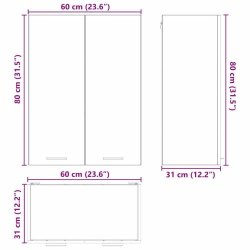 Висящ шкаф Сив Сонома 60 x 31 x 80 см Инженерна дървесина