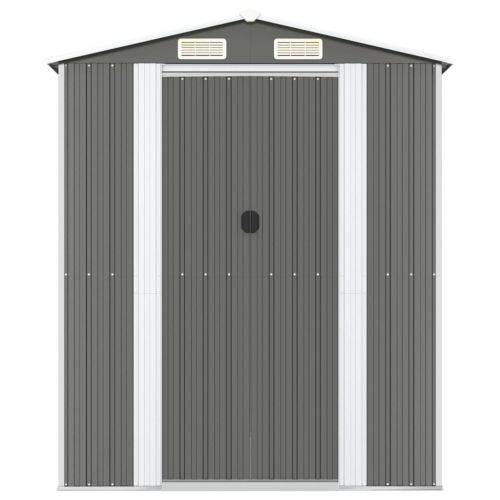 Градинска барака светлосива 192x357x223 см поцинкована стомана