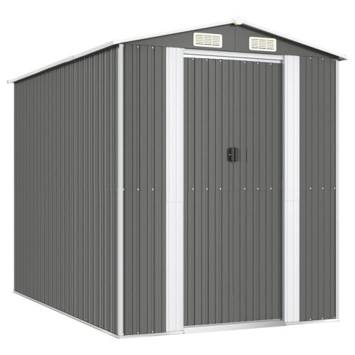 Градинска барака светлосива 192x274x223 см поцинкована стомана