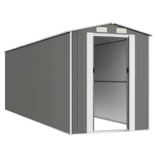 Градинска барака светлосива 192x606x223 см поцинкована стомана