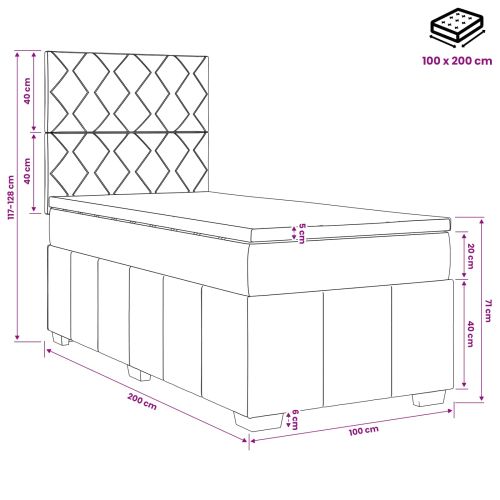 LED легло с матрак с LED ленти Черно 100 x 200 cm Текстил