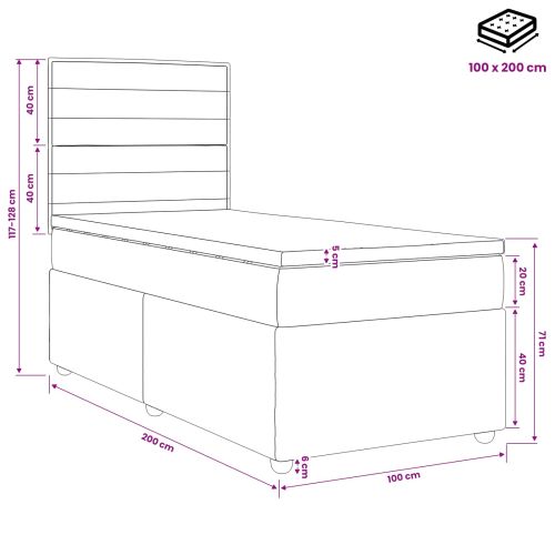 LED легло с матрак с LED ленти Светлосиво 100 x 200 cm Текстил
